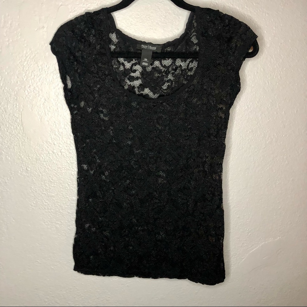 White House Black Market Lace Short Sleeve Top
